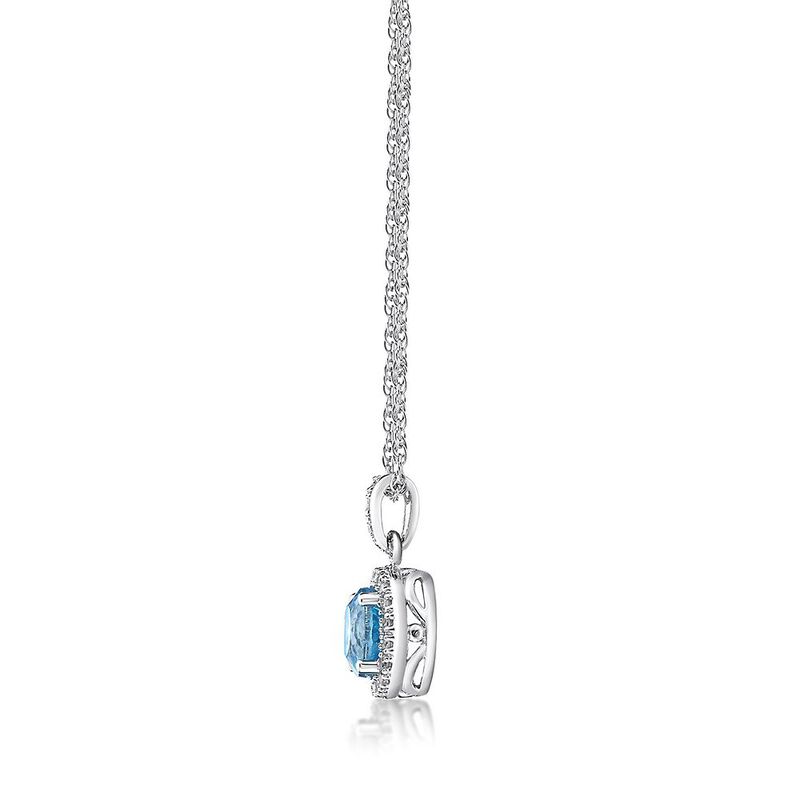 Swiss Blue Topaz &amp; 1/10 ct. tw. Diamond Pendant in Sterling Silver