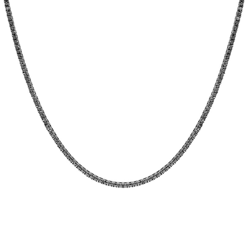Black Diamond Necklace in Sterling Silver, 22&quot;