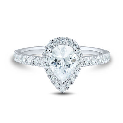 Lab Grown Diamond Engagement Ring with Pear Shape in 14k white gold (1 1/4 ct. tw.)