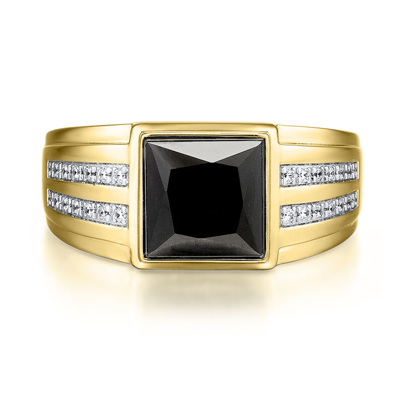 Onyx &amp; Diamond Ring in 10K White &amp; Yellow Gold &#40;1/7 ct. tw.&#41;