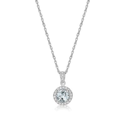 Lab Created Birthstone & 1/10 ct. tw. Diamond Pendant in Sterling Silver