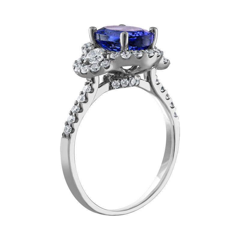 Oval Tanzanite &amp; Diamond Ring with Halo in 14K White Gold &#40;5/8 ct. tw.&#41;
