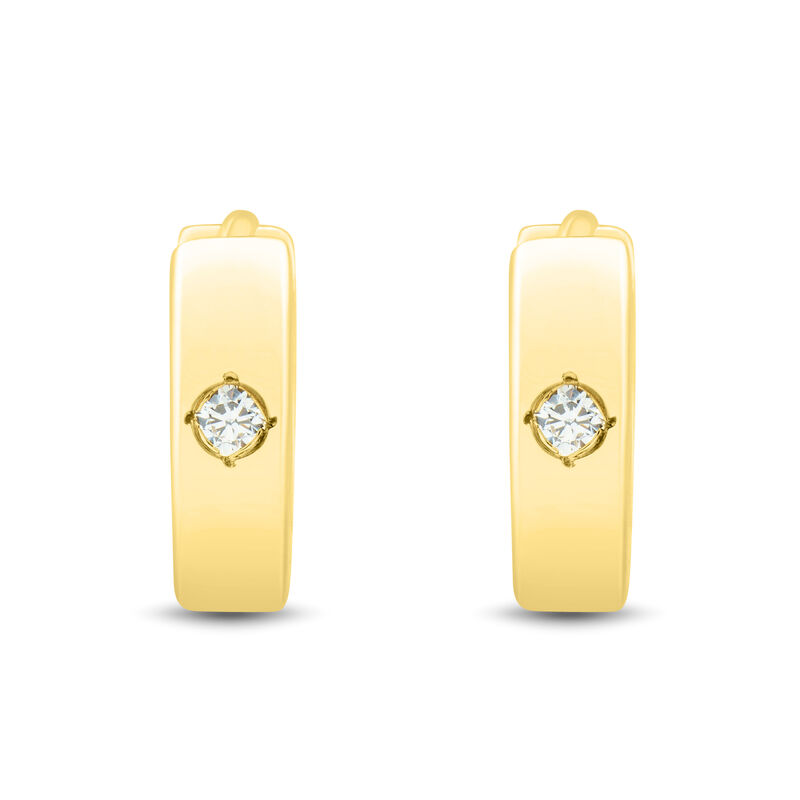 Lab Grown Diamond Accent Huggie Hoop Earrings in Vermeil, 9MM 