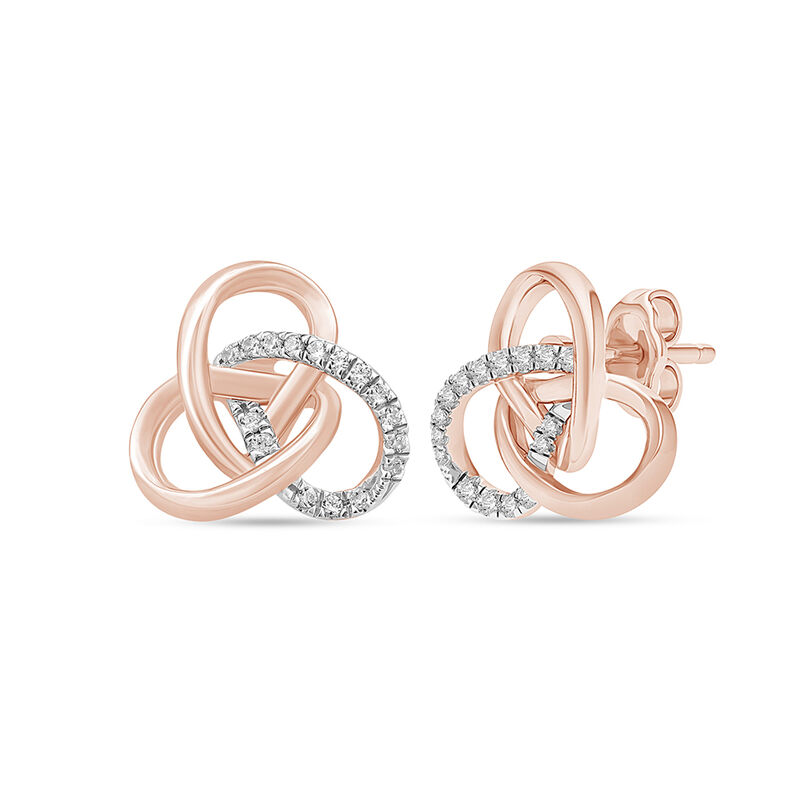 Lab Grown Diamond Knot Earrings in 10K Rose Gold &#40;1/10 ct. tw.&#41;