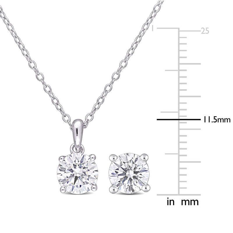 Lab-Created Moissanite Solitaire Pendant &amp; Stud Earrings Set in Sterling Silver &#40;3 ct. tw.&#41;