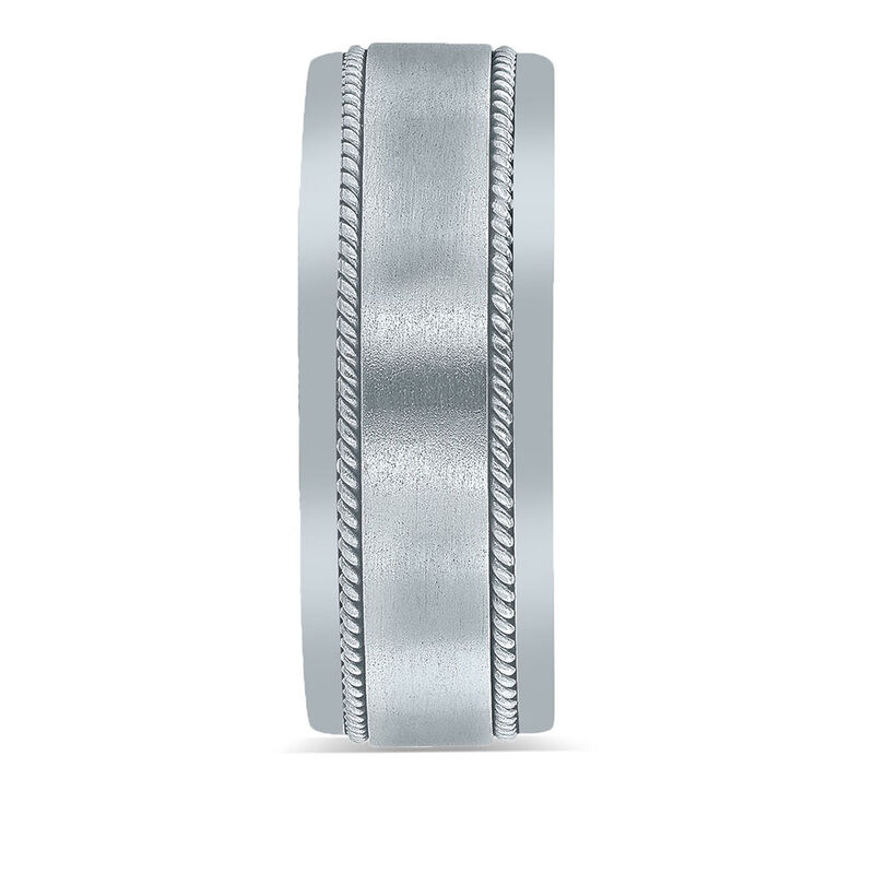 Men&rsquo;s Rope Edge Wedding Band in 14K White Gold