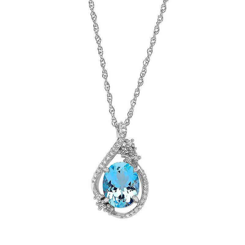 Blue Topaz and 1/10 ct. tw. Diamond Pendant in Sterling Silver ...
