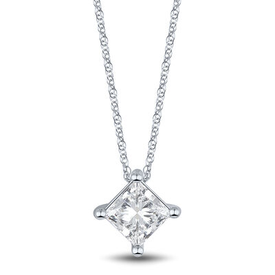 Lab Grown Diamond  Princess-Cut Solitaire Pendant in 14K Gold (1 ct. tw.)