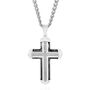 Men&rsquo;s Diamond &amp; Black Ion-Plated Cross Necklace in Stainless Steel &#40;1/4 ct. tw.&#41;