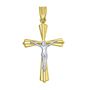 Polished Two-Tone Crucifix in 14K Gold