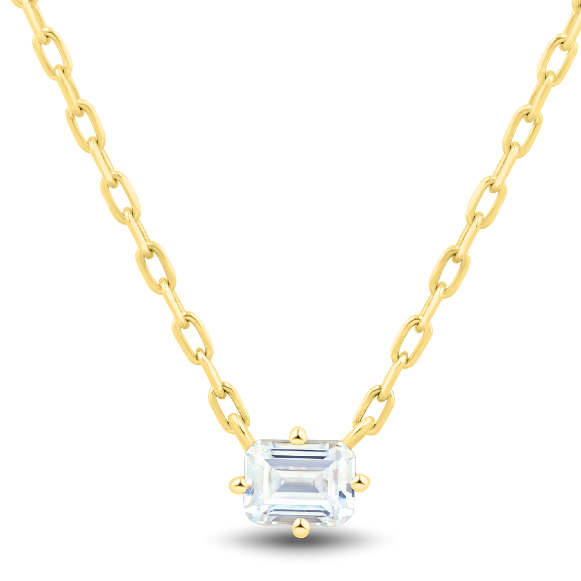 14k Gold .80 Carat Emerald Cut Diamond Necklace - Etsy