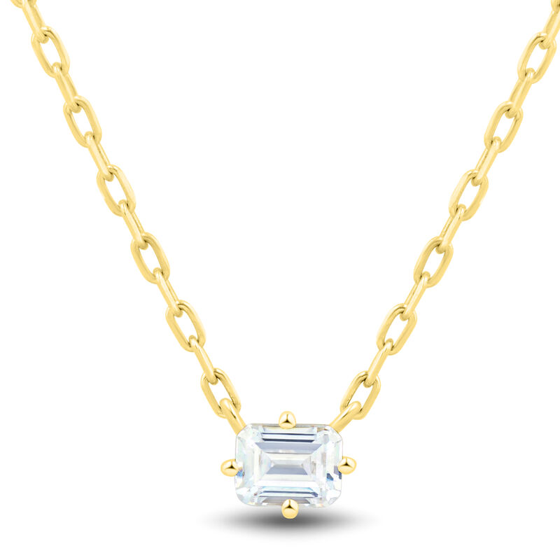 Lab Grown Diamond Emerald-Cut East-West Solitaire Necklace in 10K Yellow Gold &#40;1/4 ct. tw.&#41;
