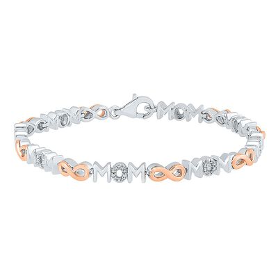 1/10 ct. tw. Diamond Infinity Mom Bracelet in Sterling Silver & 10K Rose Gold