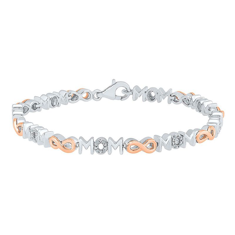 1/10 ct. tw. Diamond Infinity Mom Bracelet in Sterling Silver &amp; 10K Rose Gold
