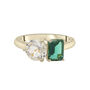Lab-Created Emerald and Lab-Created White Sapphire Two-Stone Ring in Vermeil