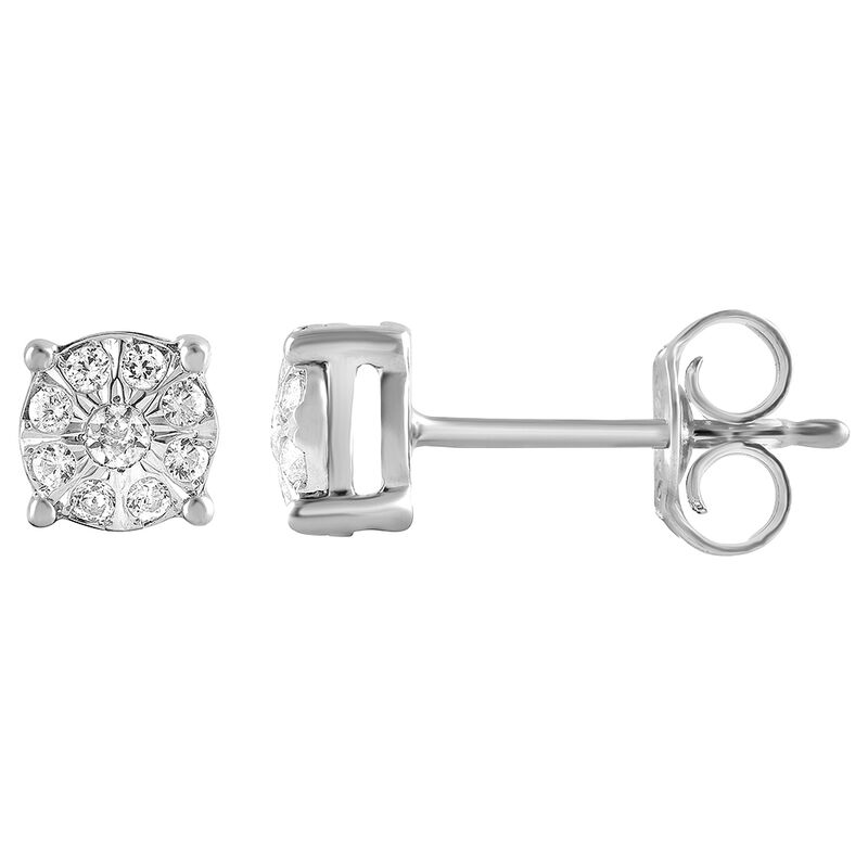 Diamond Cluster Stud Earrings in 10K White Gold &#40;1/5 ct. tw.&#41;