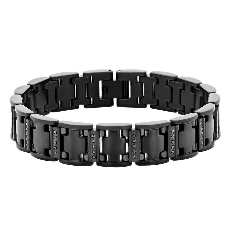 Men&#39;s Black Diamond Bracelet in Black Stainless Steel &#40;1/2 ct. tw.&#41;