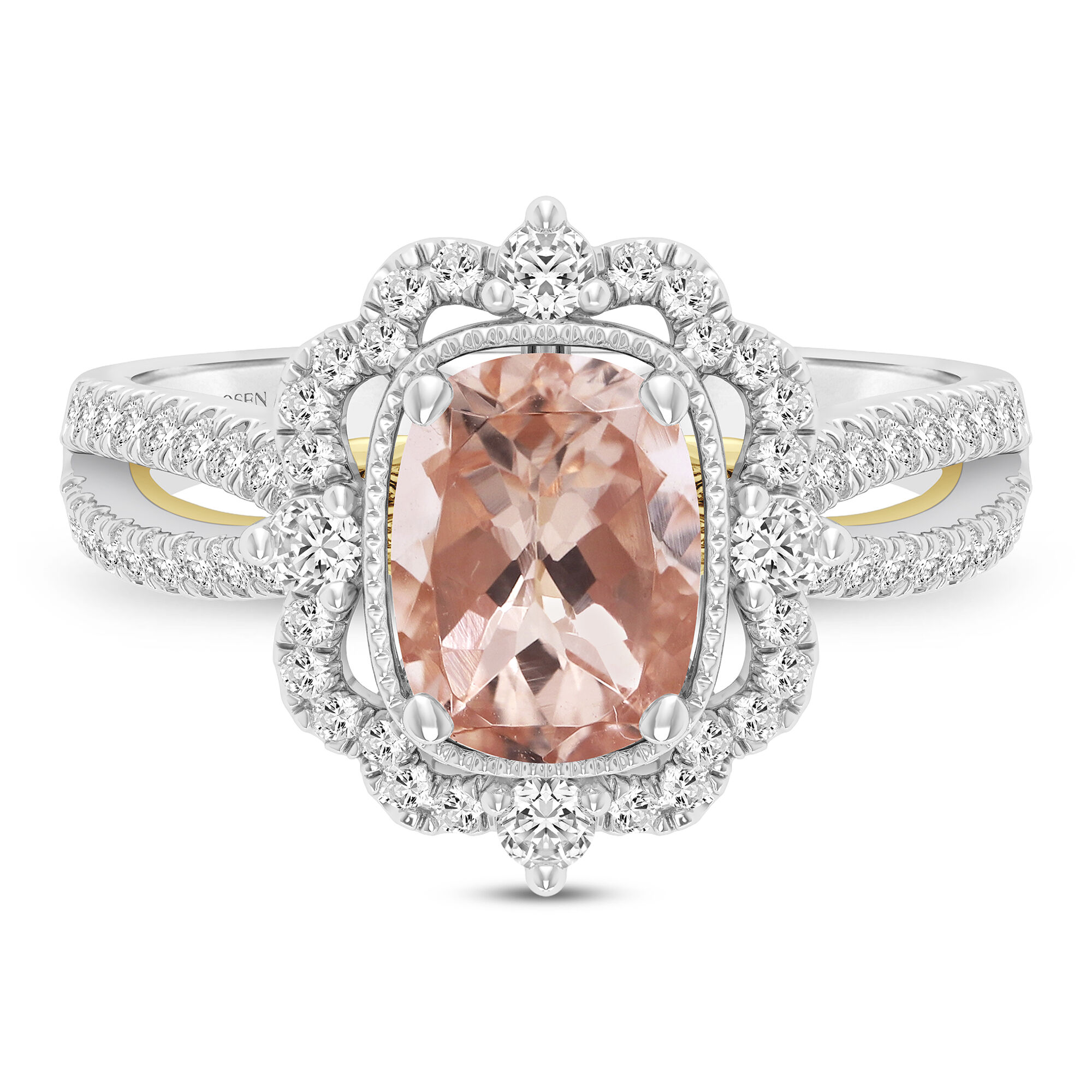 Gold Pear Morganite Diamond Halo Engagement Ring ASPER1430059 – ASweetPear