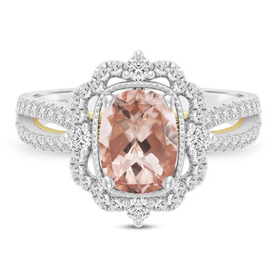 Paulette Morganite & Diamond Engagement Ring in 14K White Gold (1/2 ct. tw.)