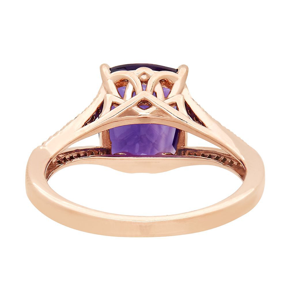 Pear Cut Amethyst & Diamond Cocktail Ring in 9ct Rose Gold