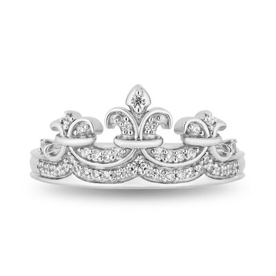 Majestic Princess Diamond Tiara Ring in Sterling Silver (1/7 ct. tw.)