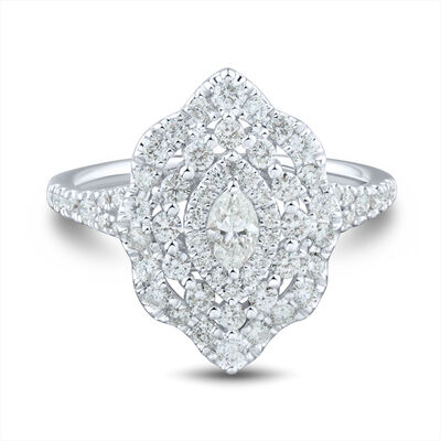 Marquise Diamond Engagement Ring with Triple Halo in 14K White Gold (1 ct. tw.)