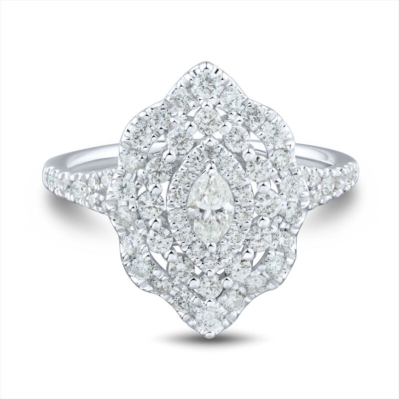 Marquise Diamond Engagement Ring with Triple Halo in 14K White Gold &#40;1 ct. tw.&#41;