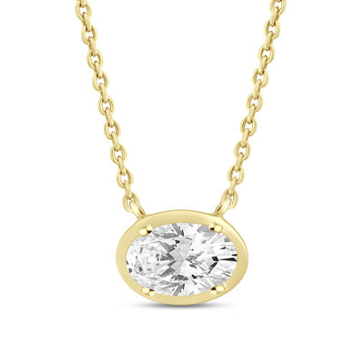 Lab Grown Diamond Oval Solitaire Pendant in 14K Yellow Gold (1/2 ctw.)