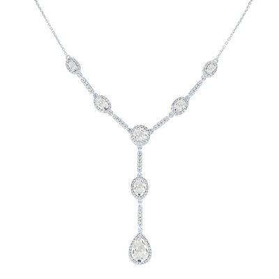 Lab Created White Sapphire Y-Necklace in Sterling Silver