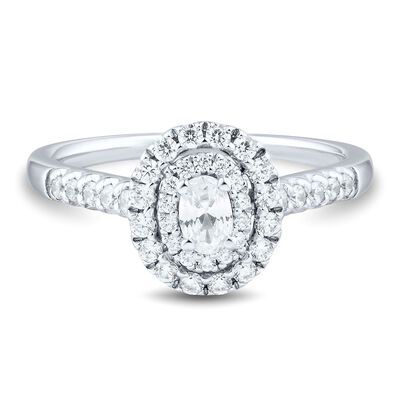 1/2 ct. tw. Diamond Double Halo Engagement Ring in 14K White Gold