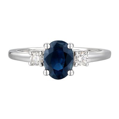 Sapphire & Diamond Ring in 14K White Gold (1/5 ct. tw.)