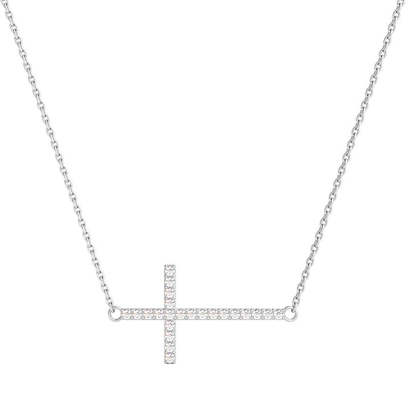 1/5 ct. tw. Diamond Sideways Cross Pendant in Sterling Silver