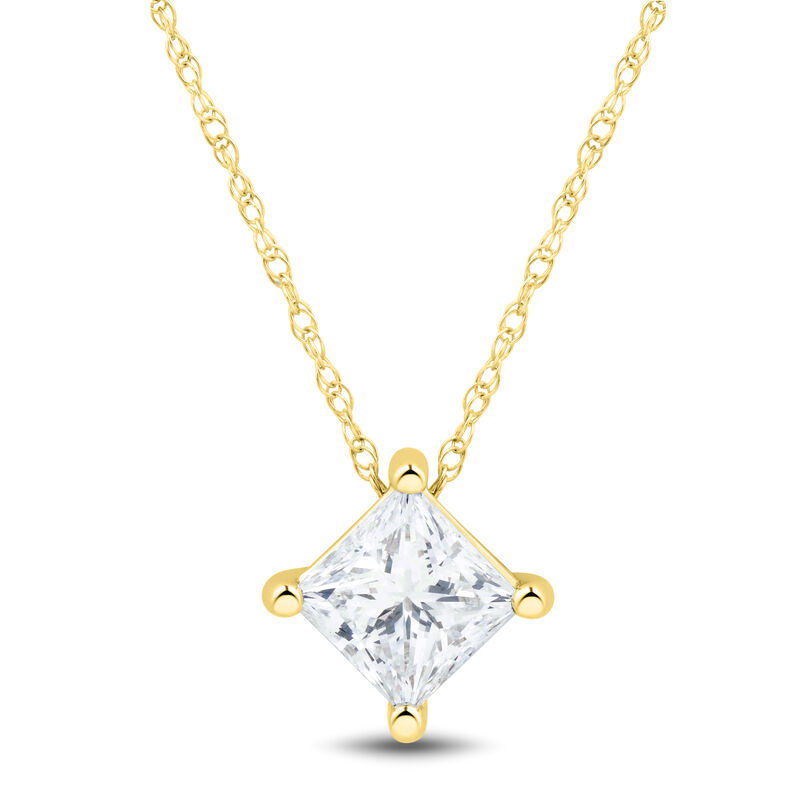 Lab Grown Diamond  Princess-Cut Solitaire Pendant in 14K Yellow Gold &#40;1 ct. tw.&#41; 