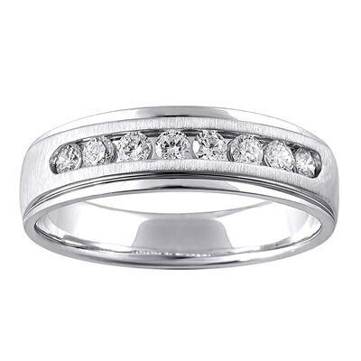 Men’s Lab Grown Diamond Wedding Band with Channel Setting in 10K White Gold (1/2 ct. tw.)