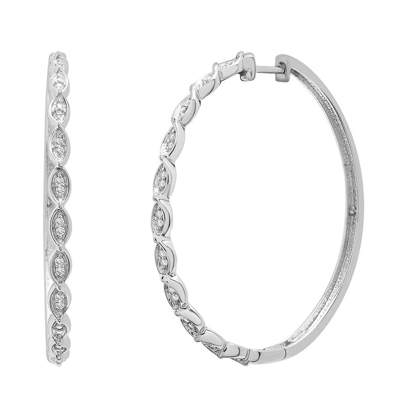 Large Diamond Hoop Earrings, Sterling Silver (1/10 ct. tw.)