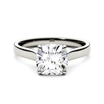 Cushion-Cut Moissanite Solitaire Ring in 14K White Gold (2 ct.)