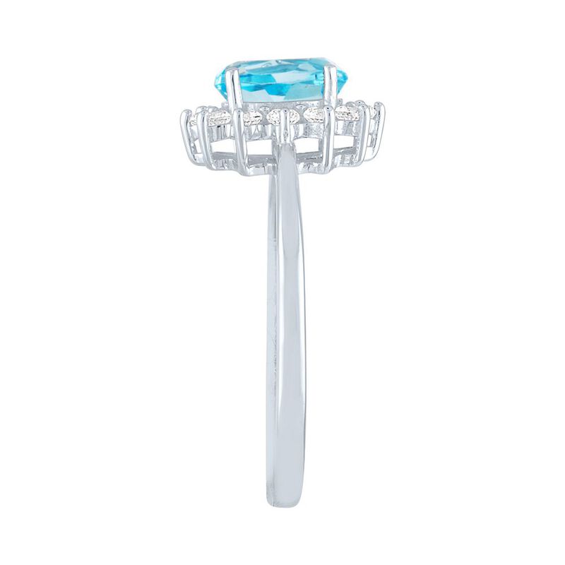 Blue Topaz &amp; Lab Created White Sapphire Ring in 10K White Gold