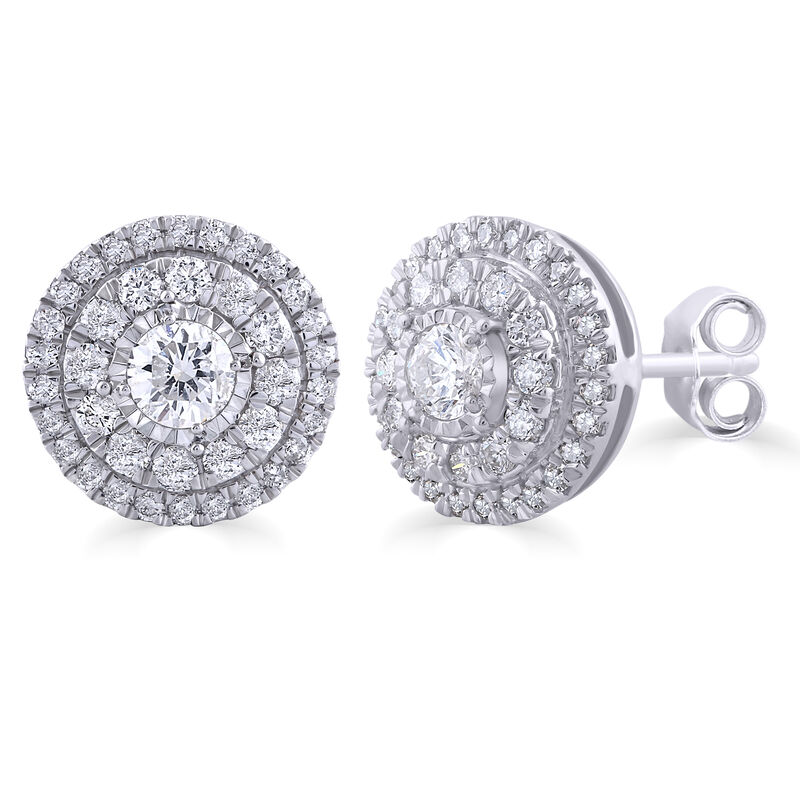 Diamond Double Halo Stud Earrings in 10K White Gold &#40;1 ct. tw.&#41;
