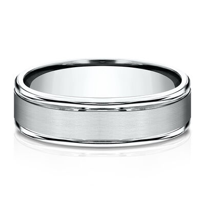 Men's Comfort Fit Band in 10K White Gold, 6MM