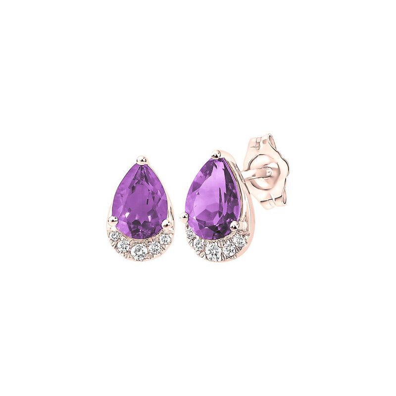 Amethyst &amp; Diamond Earrings in 10K Rose Gold