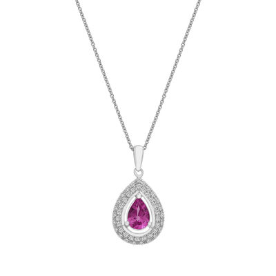 Lab-Created Pink and White Sapphire Pendant in Sterling Silver