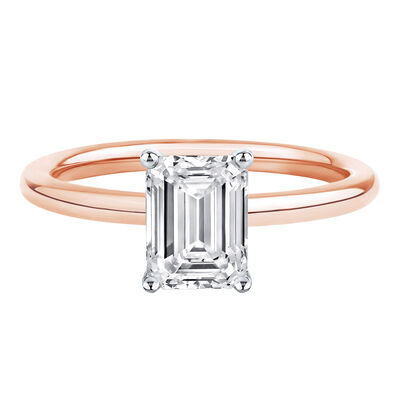 Lab Grown Diamond Emerald-Cut Solitaire Ring in 14K Gold (1 1/2ct)