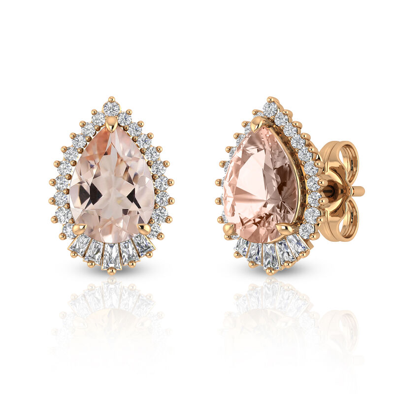 Morganite &amp; Diamond Halo Stud Earrings in 10K Rose Gold &#40;1/3 ct. tw.&#41;