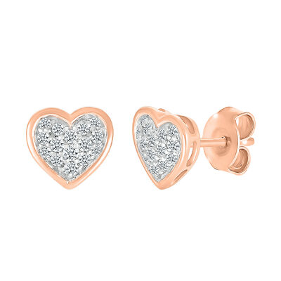 Heart-Shaped Diamond Stud Earrings in 10K Rose Gold (1/4 ct. tw.)