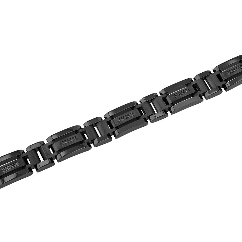 Men&rsquo;s Black Diamond Bracelet in Ion Plated Black Stainless Steel, 12mm, 8.5&rdquo; &#40;1/7 ct. tw.&#41;