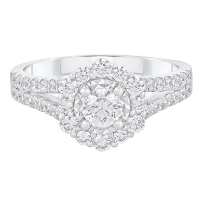 Diamond Halo Engagement Ring in 14K White Gold (1 ct. tw.)