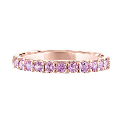 Pink Sapphire Band in 10K Rose Gold
