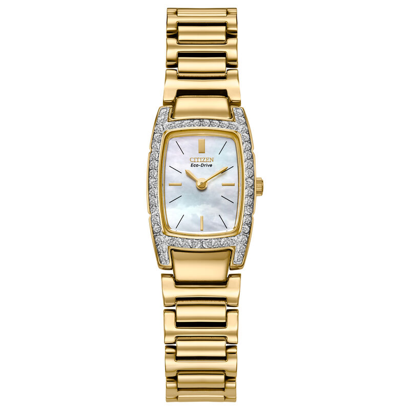 Ladies&#39; Watch and Bracelet Box Set in Gold-Tone Plated Stainless Steel