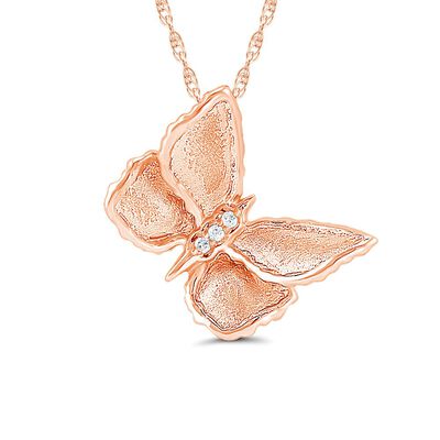 Diamond Butterfly Pendant in 10K Rose Gold