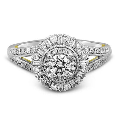 Greta Round Diamond Engagement Ring in 14K White Gold (7/8 ct. tw.)
